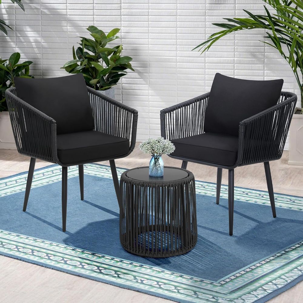 3-Piece Patio Rattan Bistro Co - đánh giá và giá Bistro Table Set
