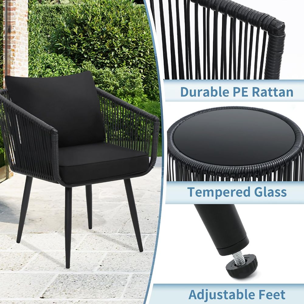 3-Piece Patio Rattan Bistro Co - đánh giá và giá Bistro Table Set