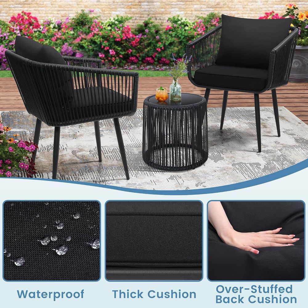 3-Piece Patio Rattan Bistro Co - đánh giá và giá Bistro Table Set
