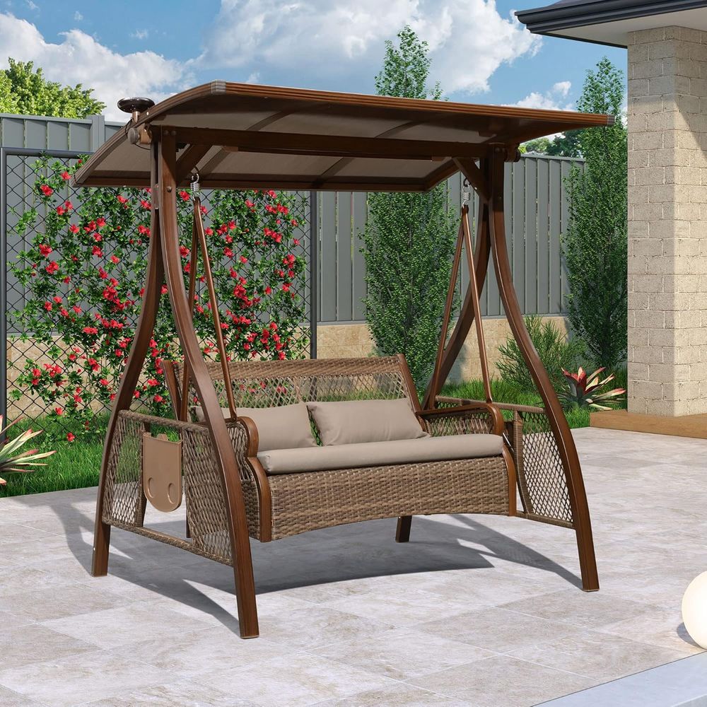 Patio Porch Swing Chair with 2 - đánh giá và giá Outdoor Furniture Without Cushions