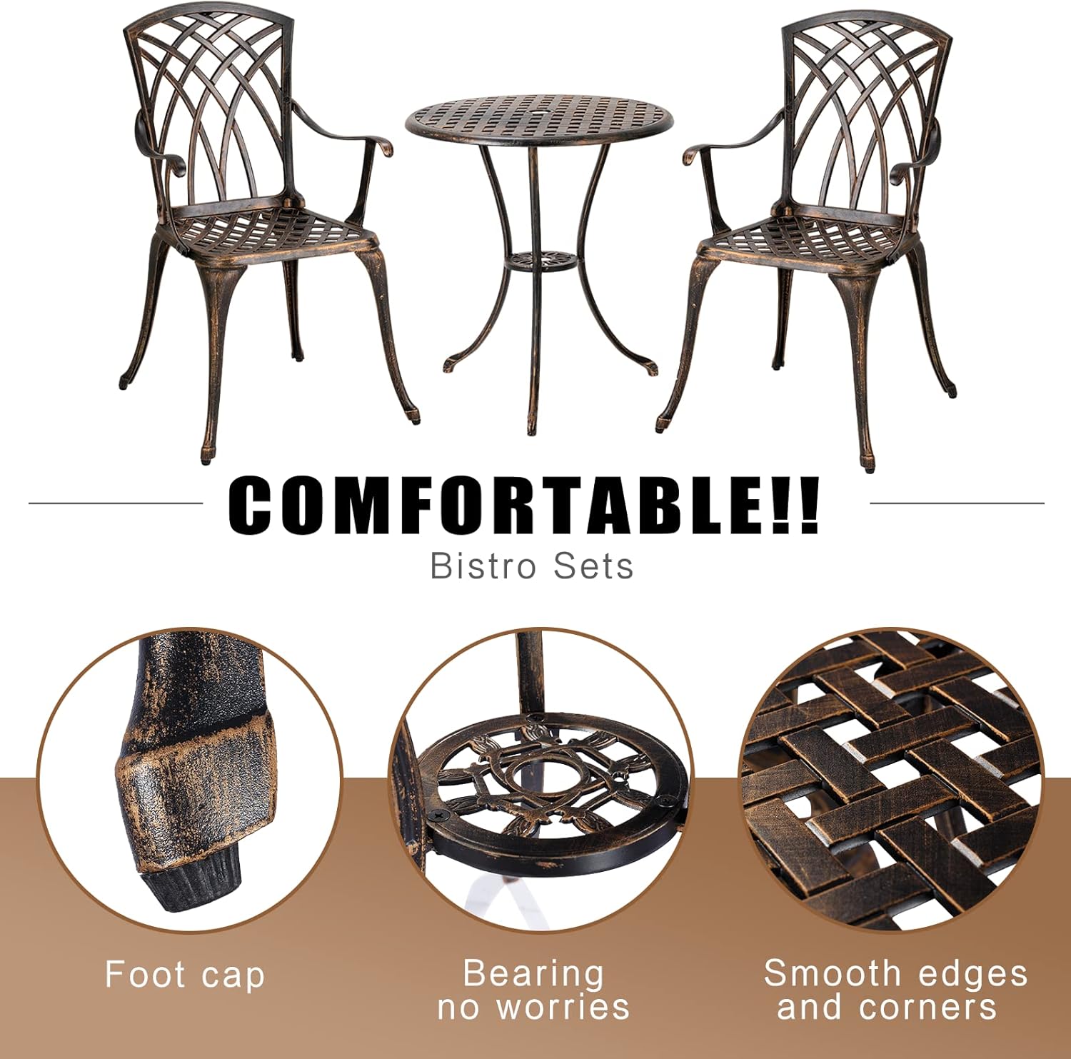 Bronze rust-resistant cast alu - đánh giá và giá Bistro Table Set