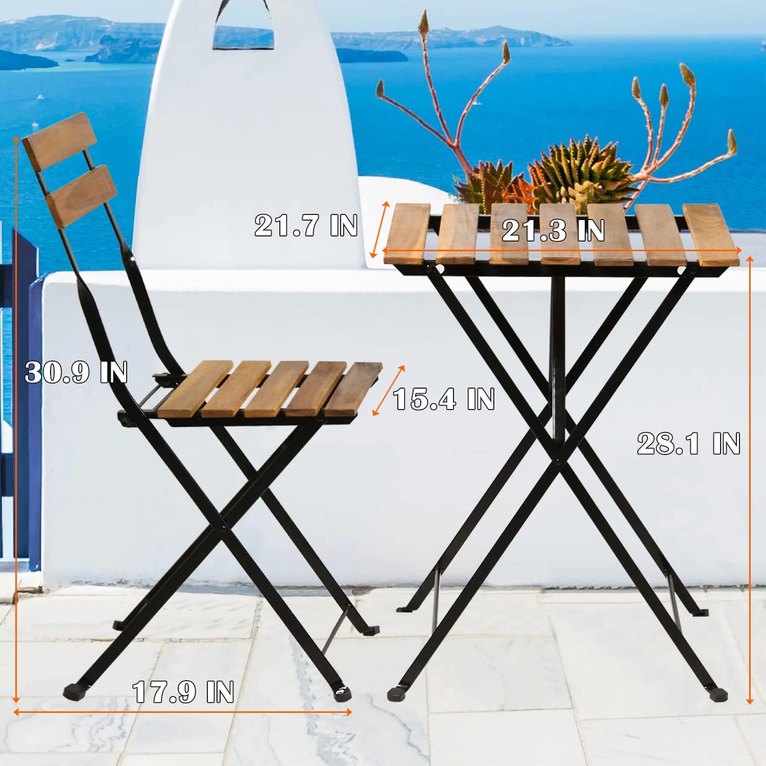 Natural wood 3-piece folding p - đánh giá và giá Bistro Table Set
