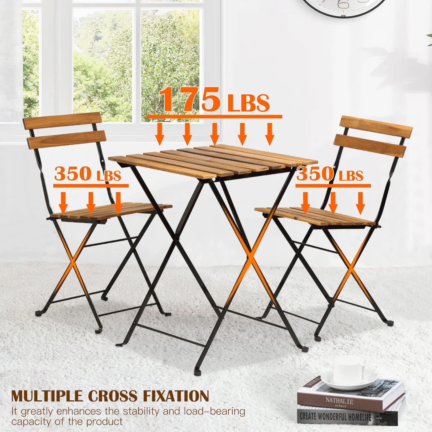 Natural wood 3-piece folding p - đánh giá và giá Bistro Table Set