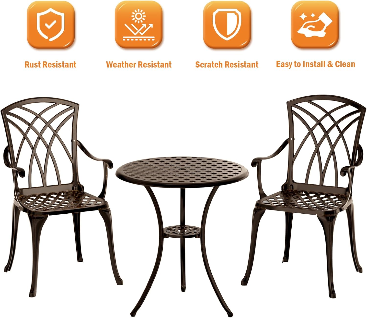 Bronze cast aluminum 3-piece r - đánh giá và giá Bistro Table Set