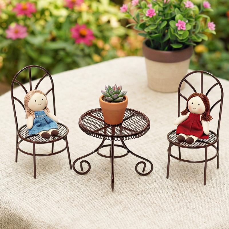 1/3Pcs Dollhouse Garden Displa - đánh giá và giá Bistro Table Set