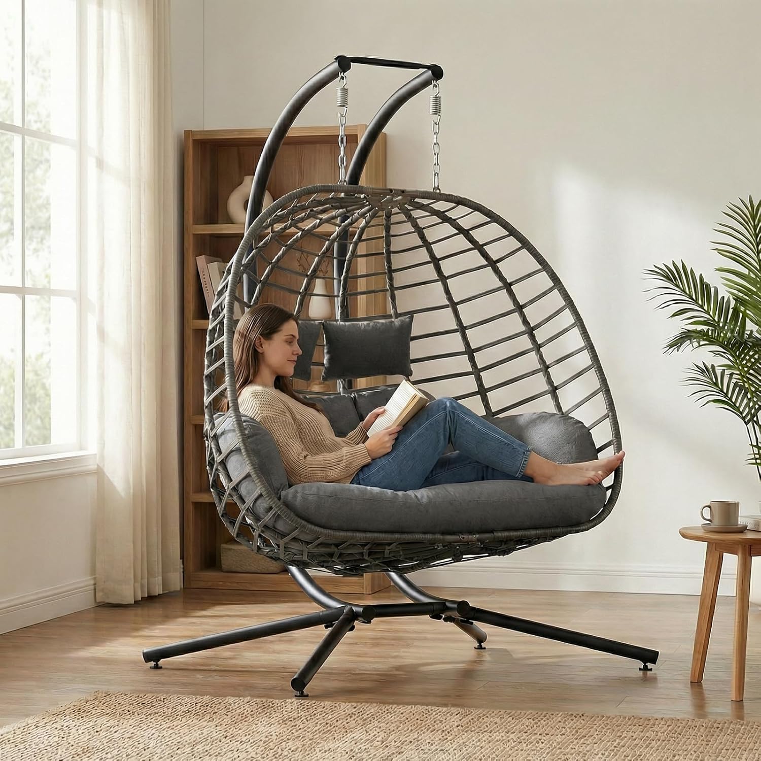 2 Person Egg Swing Chair with  - đánh giá và giá Outdoor Furniture Egg Chair