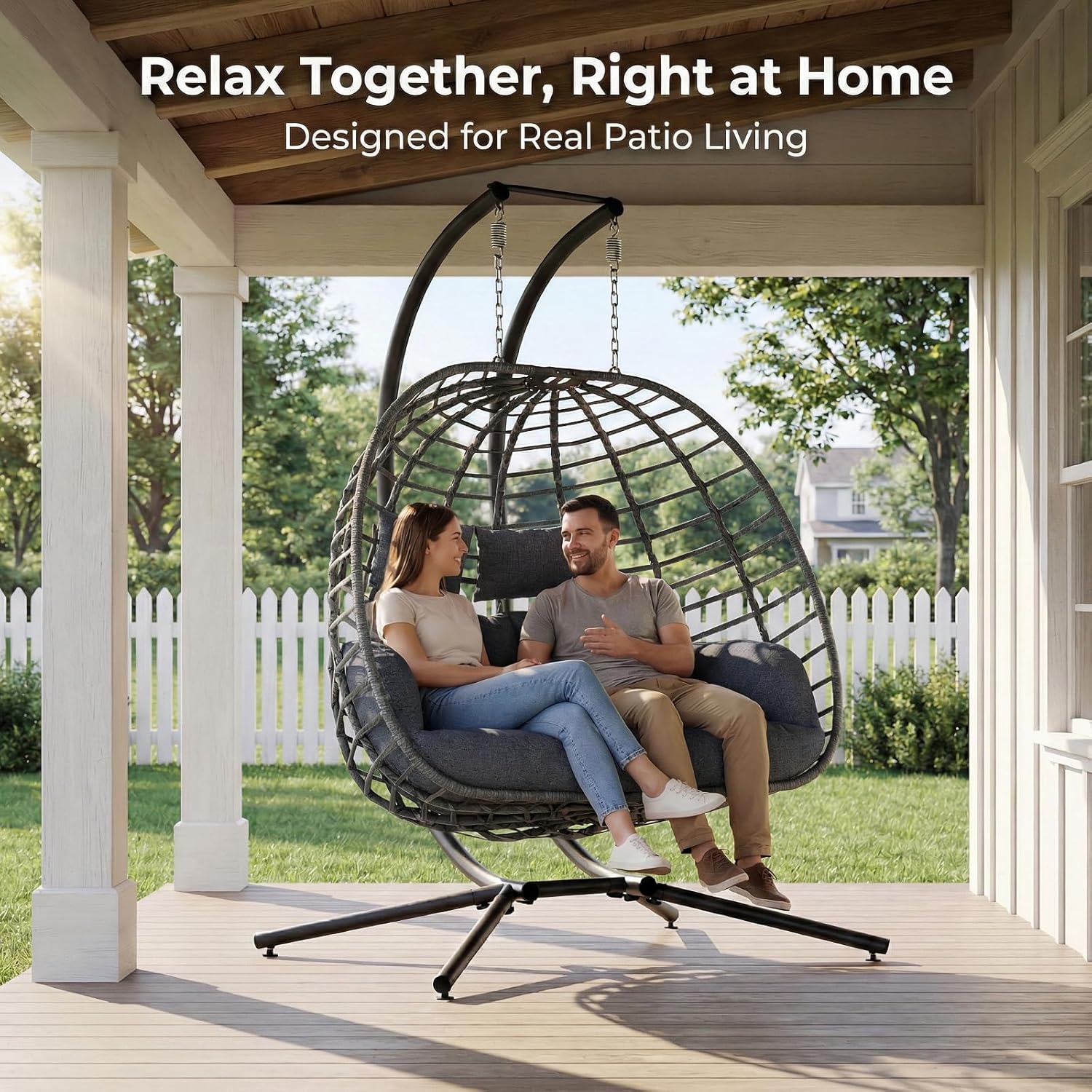 2 Person Egg Swing Chair with  - đánh giá và giá Outdoor Furniture Egg Chair