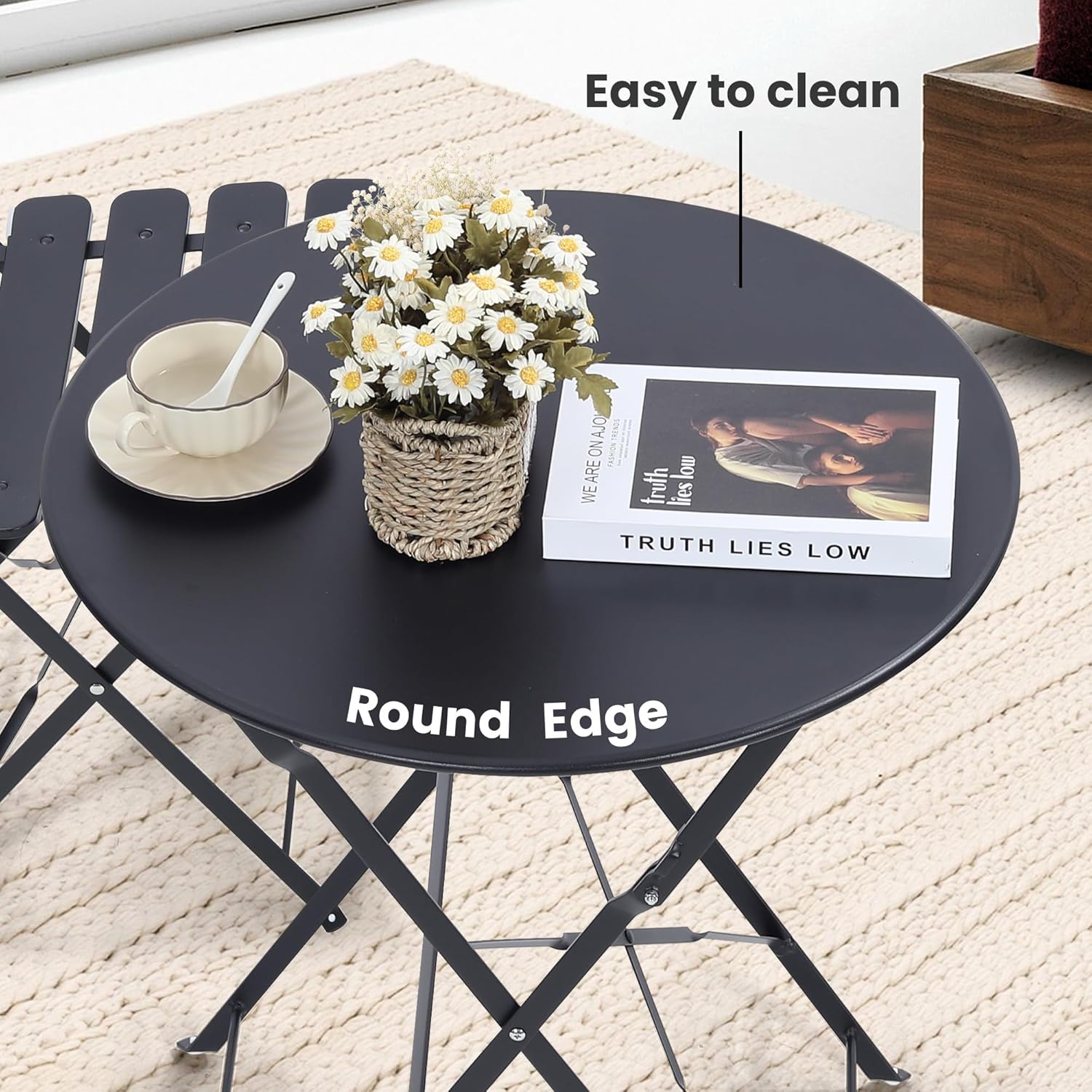 Space-saving black 3-piece fol - đánh giá và giá Bistro Table Set