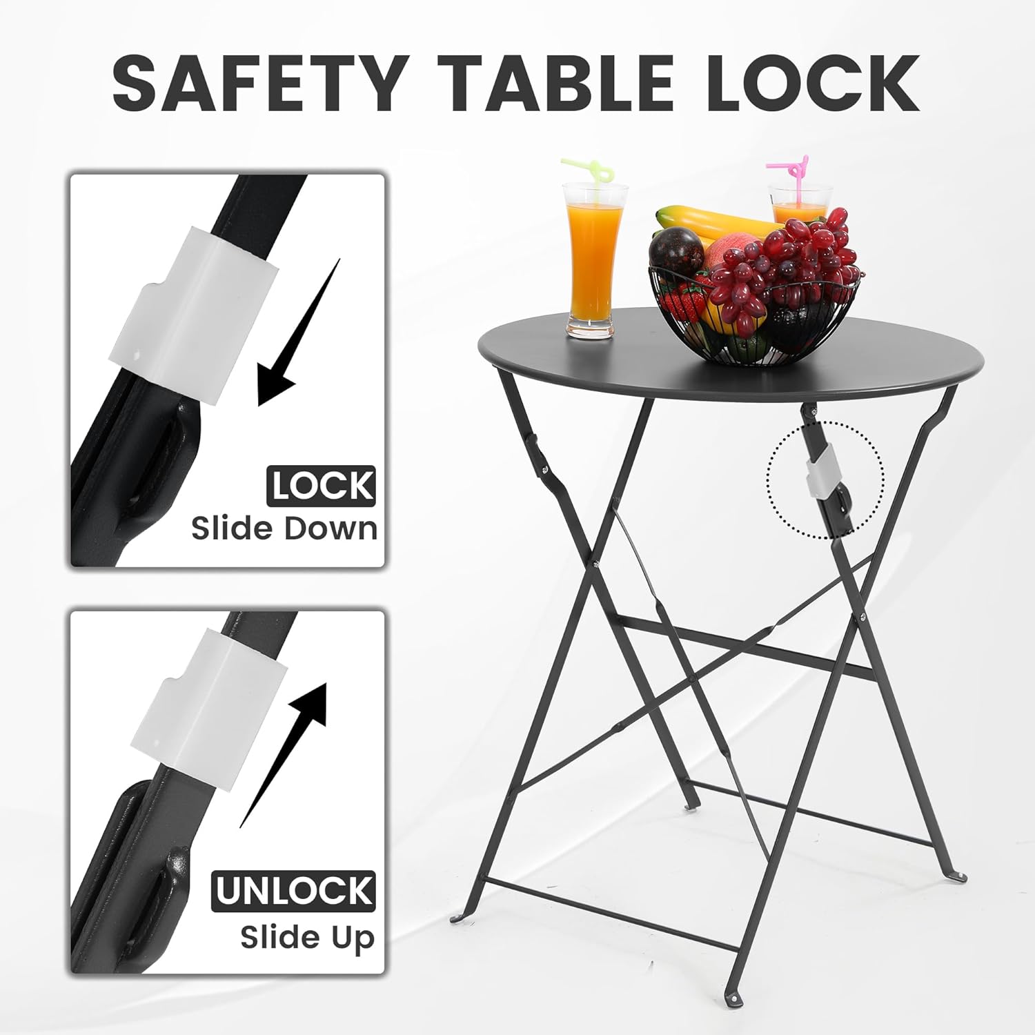 Space-saving black 3-piece fol - đánh giá và giá Bistro Table Set