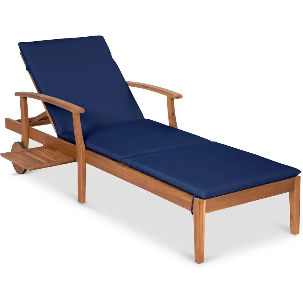 Navy Blue Acacia Wood Chaise L - đánh giá và giá Outdoor Furniture Without Cushions