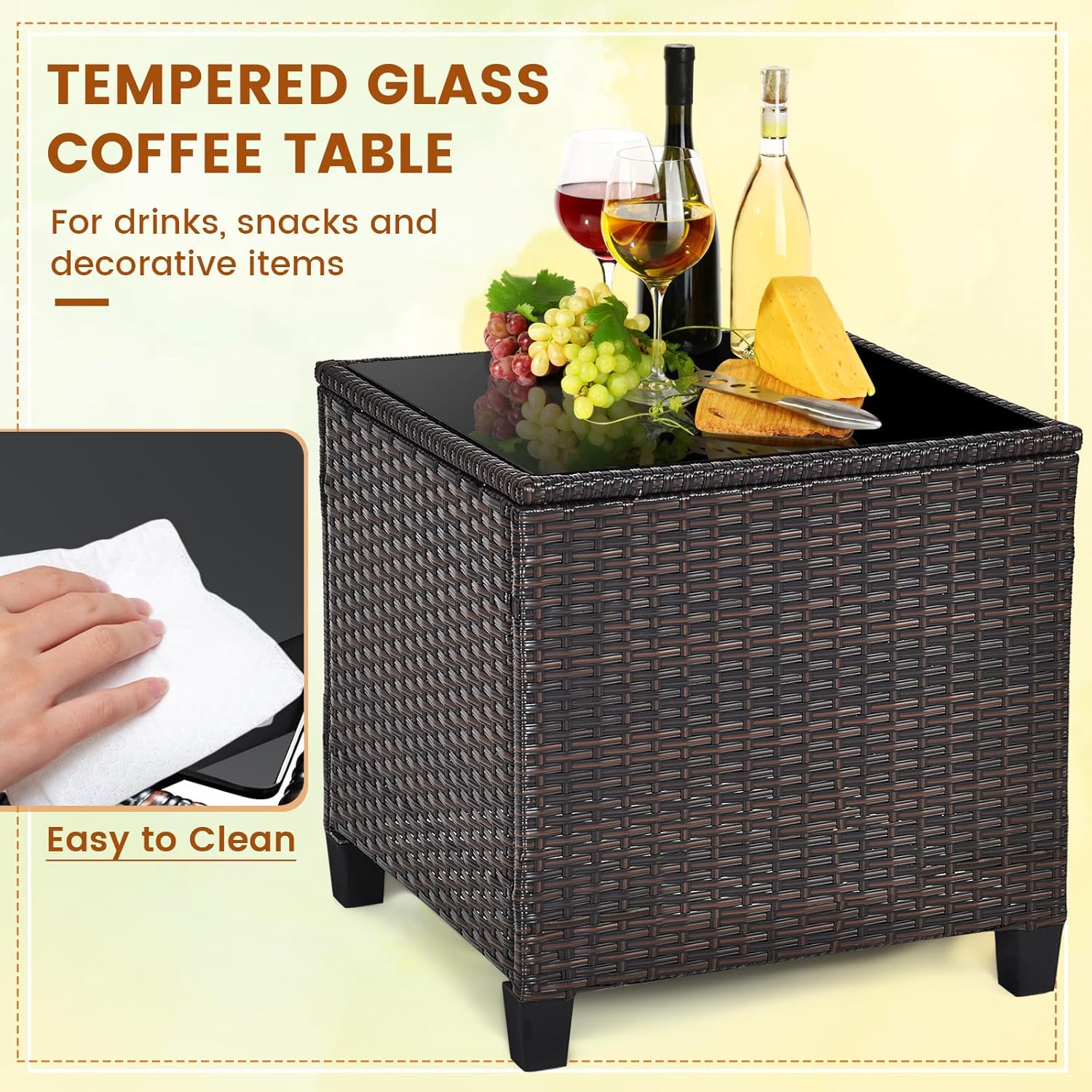 Navy blue rattan wicker 3-piec - đánh giá và giá Bistro Table Set